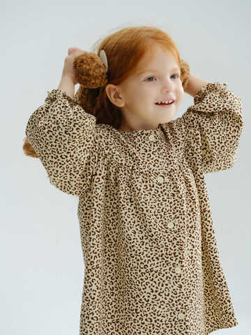 Leopard Pattern Button Doll Dress