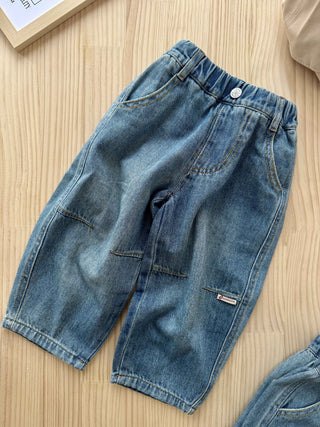 Arc-cut Vintage Denim Jean in Blue - Chantmily