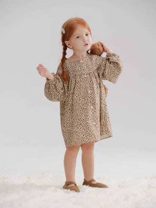 Leopard Pattern Button Doll Dress