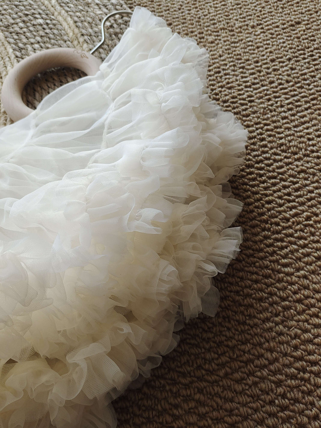 Bubble Tulle Skirt in Rice White