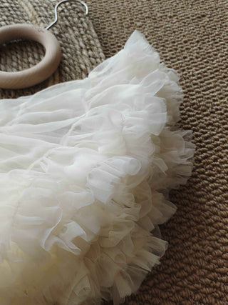 Bubble Tulle Skirt in Rice White
