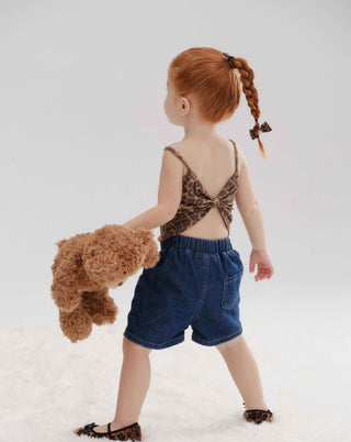 Leopard Pattern Fitted Strap Top