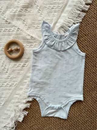 Little Breeze Ruffle Bodysuit in Blue