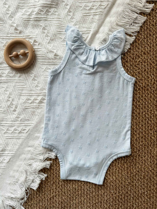 Little Breeze Ruffle Bodysuit in Blue - Chantmily