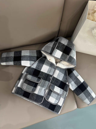Faux Shearling Tartan Coat