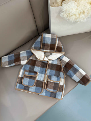 Faux Shearling Tartan Coat