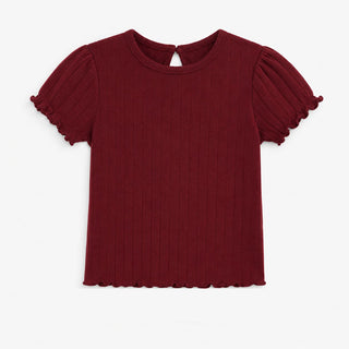 Pointelle Rib Short Sleeve Top