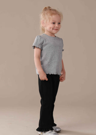 Pointelle Rib Short Sleeve Top