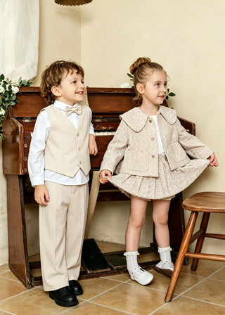 Wool Blend Faux-layered Suit Set