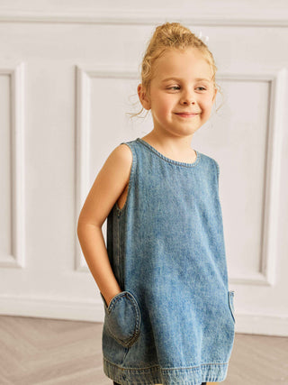 Denim Heart Sleeveless Dress
