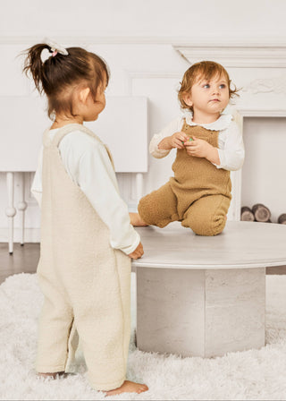Milky Roar Faux Shearling Overalls