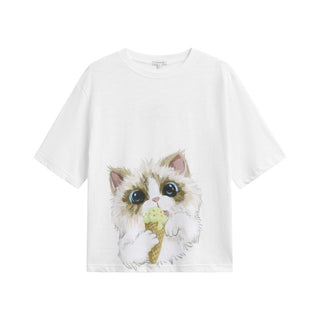 Cat Pattern Box Fix T-shirt