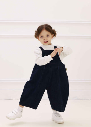 Navy Harem Denim Overalls