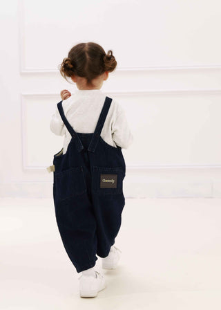 Navy Harem Denim Overalls